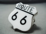 Spectacular Navajo Jet Sterling Silver Rt. 66 Ring Native American-Nativo Arts