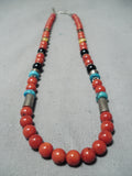 Incredible Singer Navajo Coral Sterling Silver Necklace Native American-Nativo Arts
