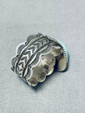 Important Vintage Native American Navajo Kingman Turquoise Sterling Silver Ring-Nativo Arts