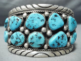 Massive Vintage Native American Navajo Old Kingman Turquoise Sterling Silver Bracelet-Nativo Arts