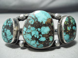Vivid Spiderweb Turquoise Vintage Native American Navajo Sterling Silver Bracelet-Nativo Arts