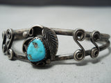 Marvelous Vintage Native American Navajo Old Kingman Turquoise Sterling Silver Bracelet Old-Nativo Arts