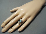 Wonderful Vintage Native American Navajo Turquoise Sterling Silver Turtle Ring-Nativo Arts