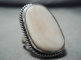 Huge Vintage Navajo Pearl Sterling Silver Native American Ring-Nativo Arts