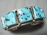 Fantastic Vintage Native American Navajo Sleeping Beauty Turquoise Sterling Silver Bracelet Old-Nativo Arts