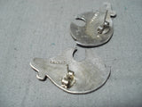 Adorable Vintage Navajo Sterling Silver Bear Earrings Native American-Nativo Arts