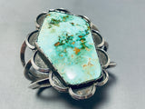 Mens Huge Heavy Vintage Native American Navajo Royston Turquoise Sterling Silver Bracelet Old-Nativo Arts