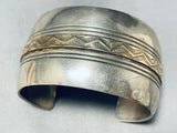 Henrietta Yesele Vintage Native American Navajo Wide Sterling Silver Gold Bracelet-Nativo Arts
