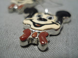 Cute Zuni Native American Mickey Mouse Sterling Silver Native American Earrings-Nativo Arts