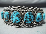 Signed Vintage Native American Navajo Sleeping Beauty Turquoise Sterling Silver Bracelet-Nativo Arts