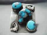 Colossal Vintage Native American Navajo Horse Turquoise Morenci Sterling Silver Ring Old-Nativo Arts