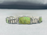 Native American Exquisite Vintage Southwest Gaspeite Sterling Silver Link Clasp Bracelet-Nativo Arts