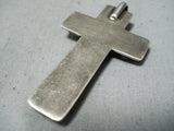 Special Vintage Native American Zuni Blue Gem Turquoise Sterling Silver Cross Pendant-Nativo Arts