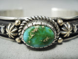 Native American Important Albert Jake 14k Gold Carico Lake Turquoise Sterling Silve Rbracelet-Nativo Arts