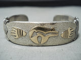 Signed Vintage Navajo Native American 14k Gold Sterling Silver Bracelet-Nativo Arts