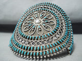 One Of The Most Intricate Ever Vintage Native American Zuni Turquoise Sterling Silver Bracelet-Nativo Arts