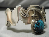 Unique Distinctive!! Vintage Native American Navajo Kokpelli Turquoise Sterling Silver Bracelet-Nativo Arts