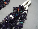 One Of The Best Santo Domingo Native American Amethyst Turquoise Necklace-Nativo Arts