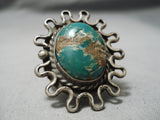 Museum Vintage Native American Navajo Royston Turquoise Sterling Silver Wave Ring Old-Nativo Arts