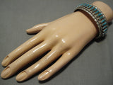 Amazing Vintage Native American Navajo Deepset Turquoise Sterling Silver Bracelet Old-Nativo Arts