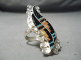Dramatic Important Vintage Native American Zuni Turquoise Sterling Silver Ring-Nativo Arts