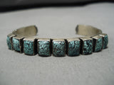 Museum Vintage Native American Navajo Squared Crow Springs Turquoise Sterling Silver Bracelet-Nativo Arts