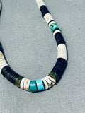 Native American Amazing Vintage Santo Domingo Turquoise Jet Shell Sterling Silver Necklace-Nativo Arts