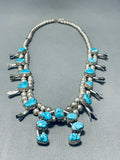 Marvelous Vintage Native American Navajo Morenci Turquoise Sterling Silver Squash Necklace-Nativo Arts