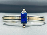 Dynamic Native American Navajo Lapis Sterling Silver Bracelet Signed Alvin Monte-Nativo Arts