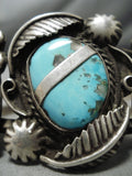 Magnificent Vintage Native American Navajo Oval Turquoise Sterling Silver Bracelet Cuff-Nativo Arts