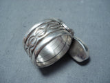 Exquisite Navajo Lapis Sterling Silver Ring Native American-Nativo Arts