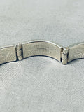 Gorgeous Native American Navajo Gaspeite Sterling Silver Link Bracelet Signed Ann Curley-Nativo Arts