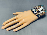 The Craziest Vintage Native American Zuni Owl Turquoise Sterling Silver Bracelet-Nativo Arts