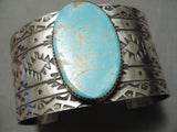 Huge Native American Navajo #8 Turquoise Sterling Silver Bracelet-Nativo Arts