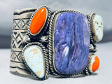 One Of The Best Ever Vintage Native American Navajo Charoite Sterling Silver Turquoise Bracelet-Nativo Arts