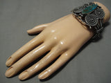 Most Intricate Vintage Native American Navajo Sterling Silver Coil Royston Turquoise Bracelet-Nativo Arts