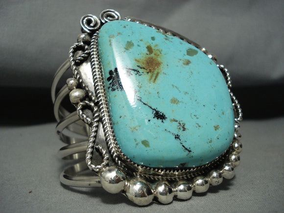 Massive Ray Nez Native American Navajo Turquoise Sterling Silver Bracelet-Nativo Arts