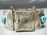 One Of The Best Vintage Native American Navajo Turquoise Link Sterling Silver Bracelet-Nativo Arts