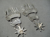 Noteworthy Vintage Native American Zuni Turquoise Sterling Silver Dangle Earrings Old-Nativo Arts