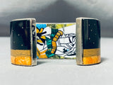 Native American Very Important Internal External Inlay Turquoise Sterling Silver Bracelet-Nativo Arts