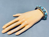 Native American Gail Bird Vintage Santo Domingo Sleeping Turquoise Sterling Silver Bracelet-Nativo Arts