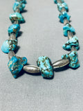 Astounding Vintage Native American Navajo Kingman Turquoise Sterling Silver Necklace-Nativo Arts