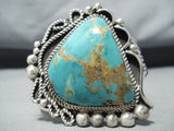Ray Nez Native American Navajo Royston Turquoise Sterling Silver Huge Bracelet-Nativo Arts