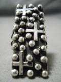 Towering Christian Cross Native American Navajo Sterling Silver Bead Ring-Nativo Arts