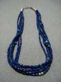 Wow!! Vintage Navajo Lapis Sterling Silver Native American Necklace Old-Nativo Arts