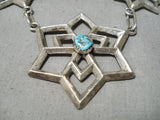 Important Vintage Native American Navajo Betsoi Family Sterling Silver Turquoise Necklace-Nativo Arts