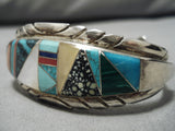Museum Quality Vintage Native American Navajo Lander Blue Turquoise Sterling Silver Bracelet-Nativo Arts