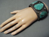 One Biggest Men's Vintage Native American Navajo Carico Lake Turquoise Sterling Silver Bracelet-Nativo Arts