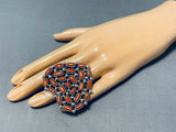 Unbelievable Native American Navajo Coral Sterling Silver Heart Ring-Nativo Arts