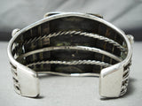 Bulky Native American Navajo Squared Turquoise Rick Martinez Sterling Silver Bracelet-Nativo Arts